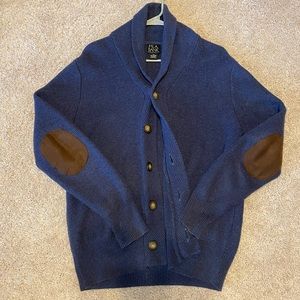 Jos A Bank Navy fisherman cardigan